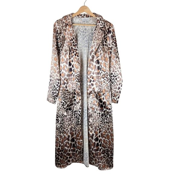L'Academie Satin Robe XS Animal Print Pockets Kimono *Missing Belt Mobwife - Picture 5 of 11